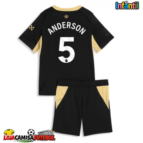 Camisa de Futebol Manchester City Elliot Anderson #5 Equipamento Secundário Infantil 2026-27 Manga Curta (+ Calças curtas)